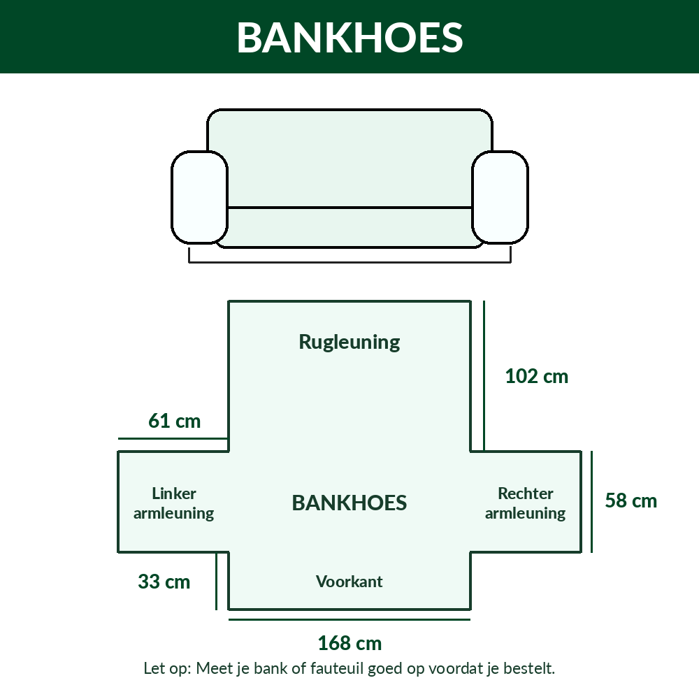Maattabel handgemaakte bankhoes afbeelding 4