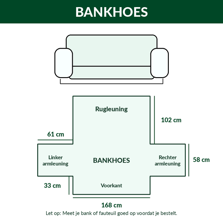 Maattabel handgemaakte bankhoes afbeelding 4
