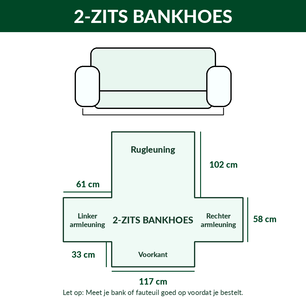 Maattabel handgemaakte bankhoes afbeelding 5