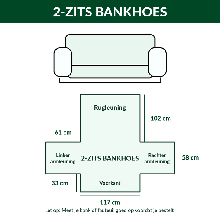 Maattabel handgemaakte bankhoes afbeelding 5