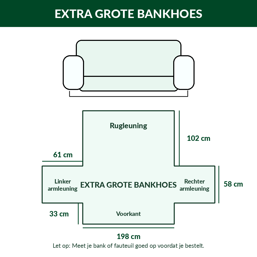 Maattabel handgemaakte bankhoes afbeelding 6