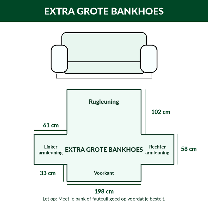 Maattabel handgemaakte bankhoes afbeelding 6
