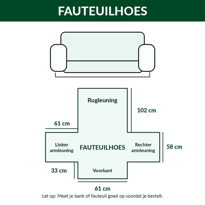 Maattabel handgemaakte bankhoes afbeelding 8