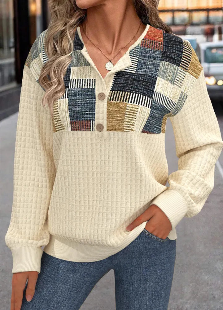 Linora | Patchwork Knit with Buttons