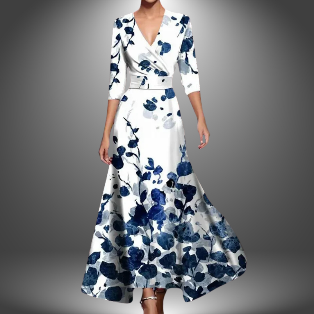 Zora - Flattering V-Neck Half Sleeve Boho Maxi Dress
