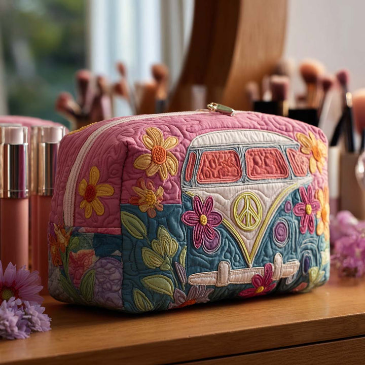 Alyssa – Gewatteerde toilettas met retro bloemenprint