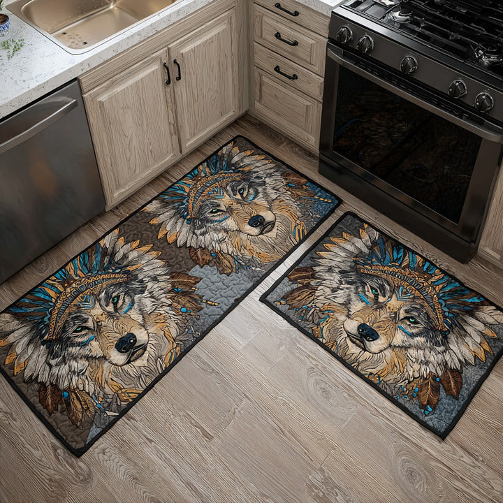 Ava – Keukenmatten (2-delige set) – Wolf met ruitenprint