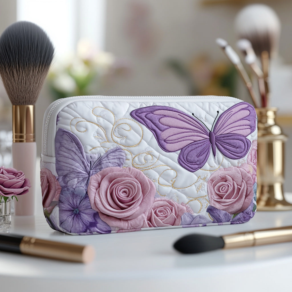 Beatrice – Gewatteerde toilettas met lavendelkleurige bloemen