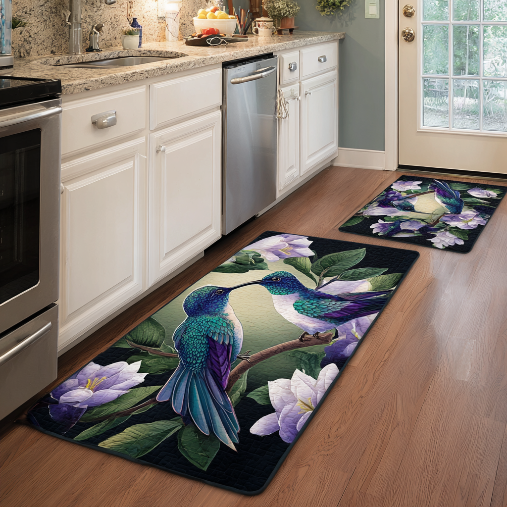 Brooklynn – Keukenmatten (2-delige set) – Kolibrie en bloemen