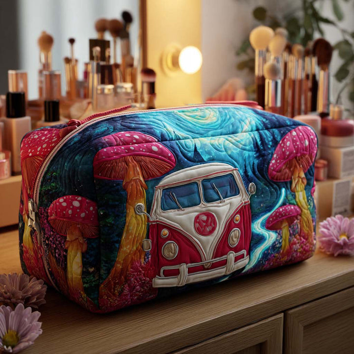 Caroline – Gewatteerde toilettas met busje met paddenstoelen