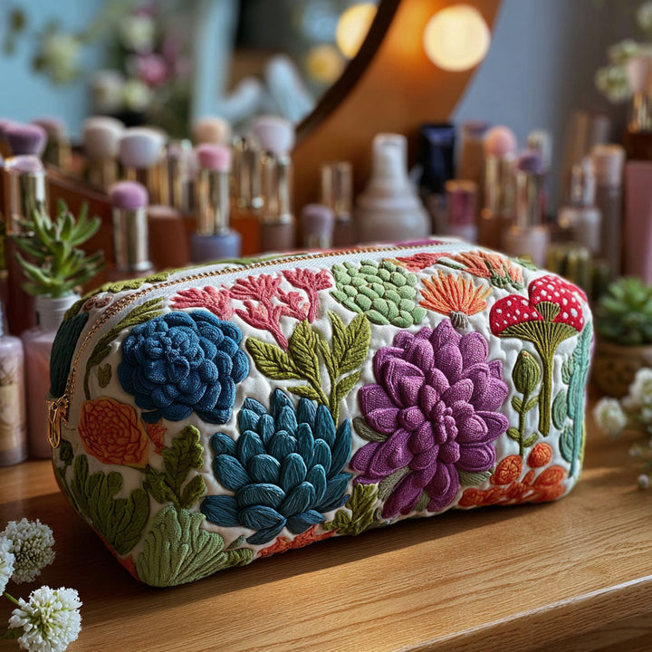 Darlene – Gewatteerde toilettas met botanische print