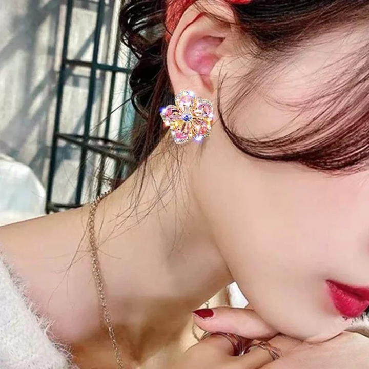 Sterling Silver Earrings with Colorful Zirconia