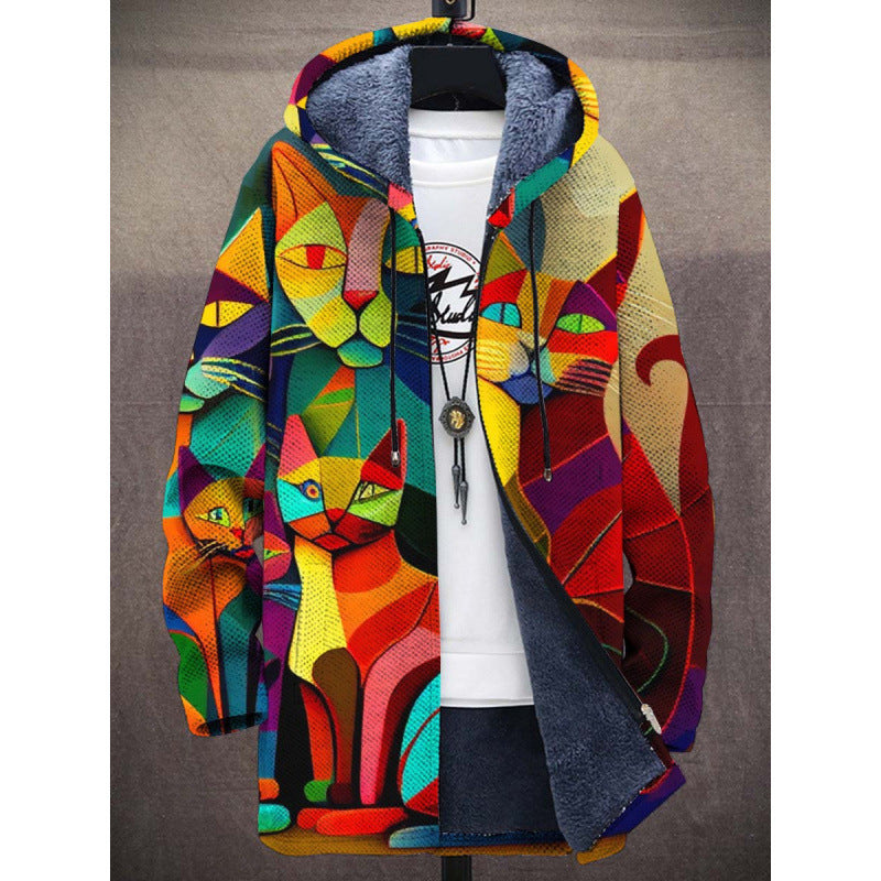 Molly - Luxurious, artistically inspired zip-up hooded sweatshirt