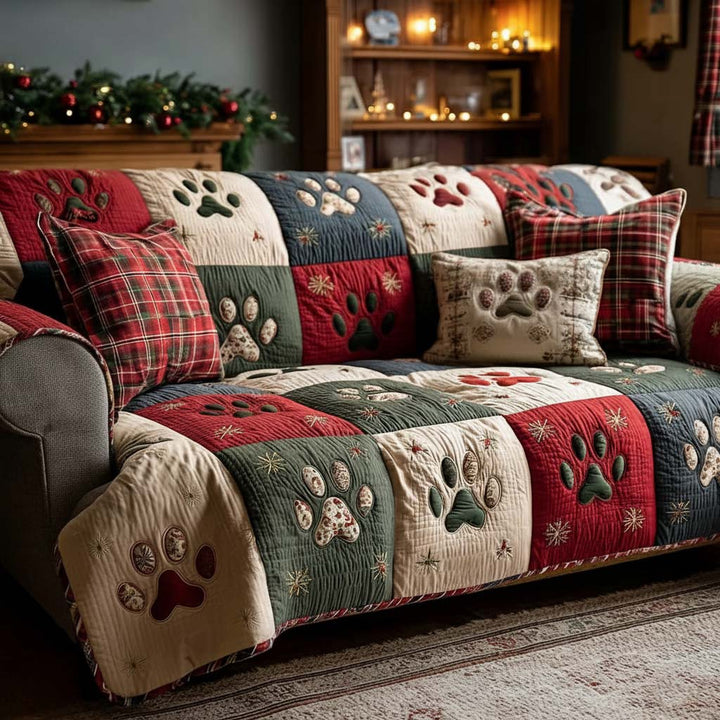 Marlies | Kerst met pootafdrukken – Handgemaakte bankhoes