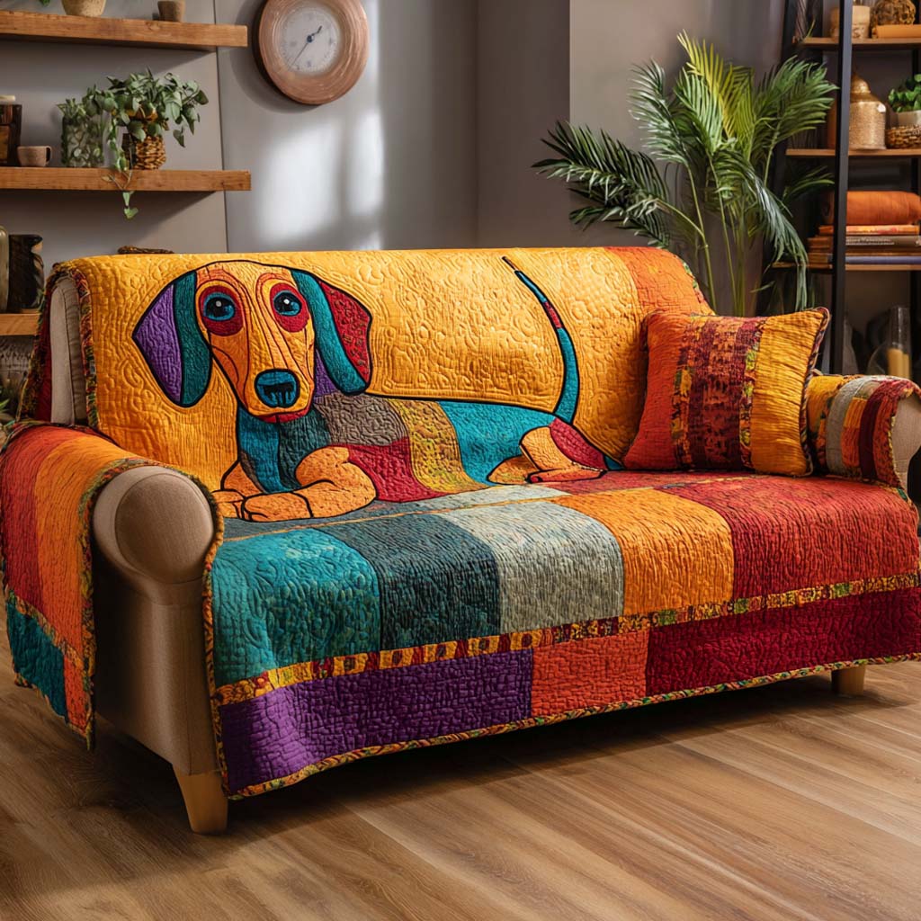 Elly | Patchwork met puppy – Handgemaakte bankhoes