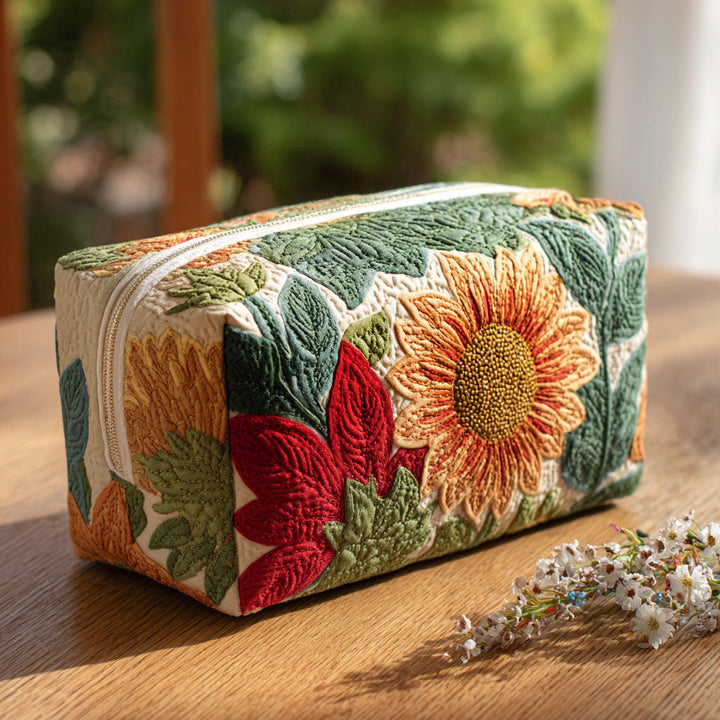 Evelyn – Gewatteerde toilettas met ochtendbloem