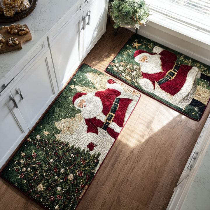 Evie – Keukenmatten (2-delige set) – Goudkleurige kerstman