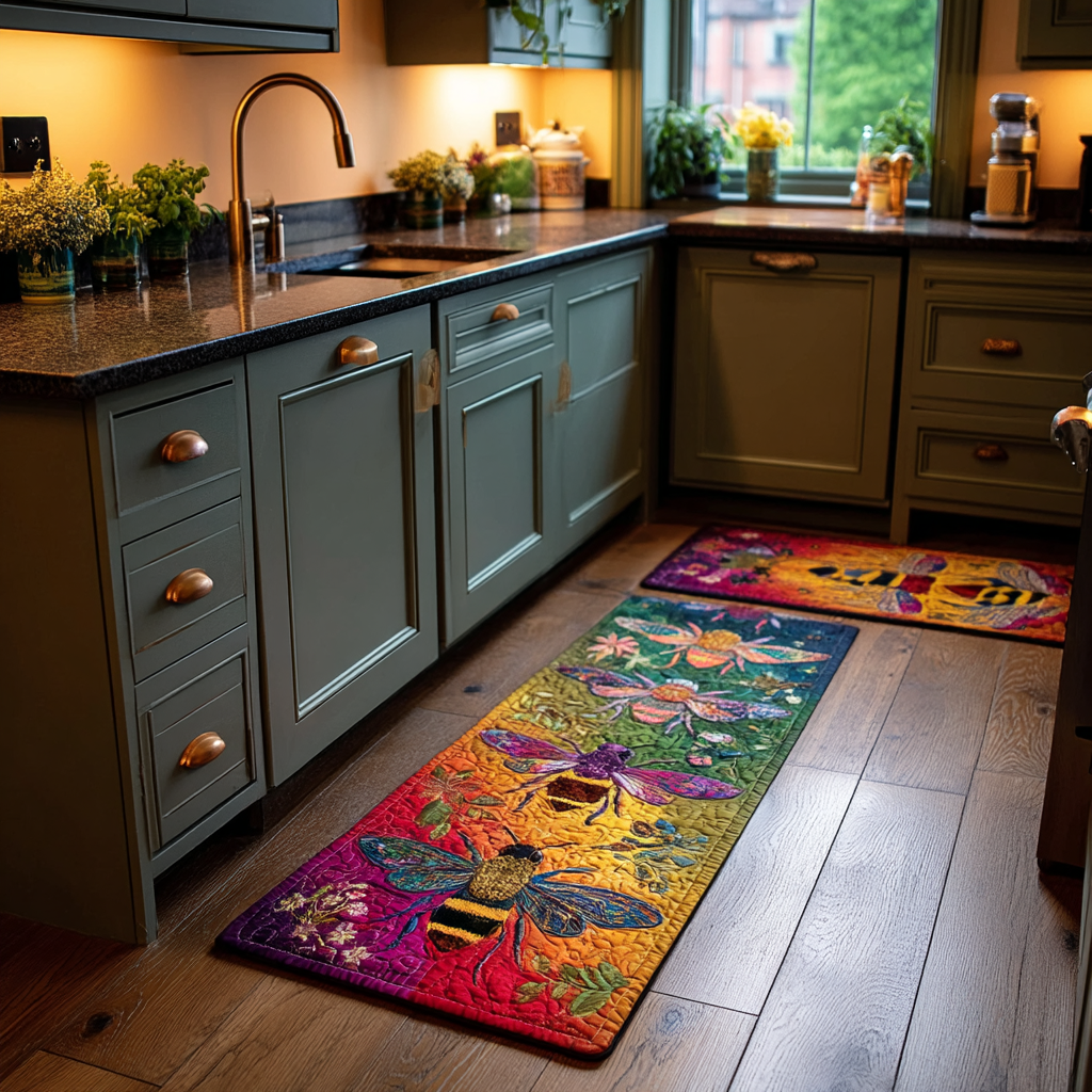 Jayleen – Keukenmatten (2-delige set) – Bijen en bloemen