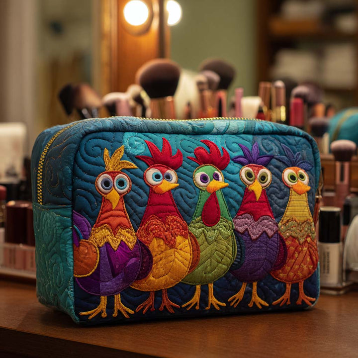 Kaylee – Gewatteerde toilettas met kippen en hartjes