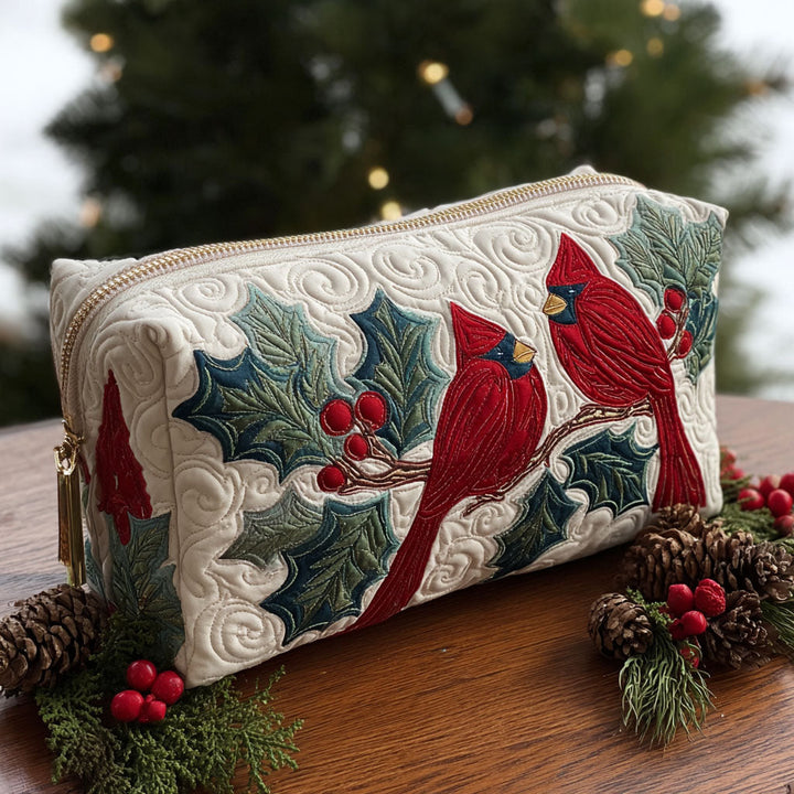 Mackenzie – Gewatteerde toilettas met rood patchworkpatroon