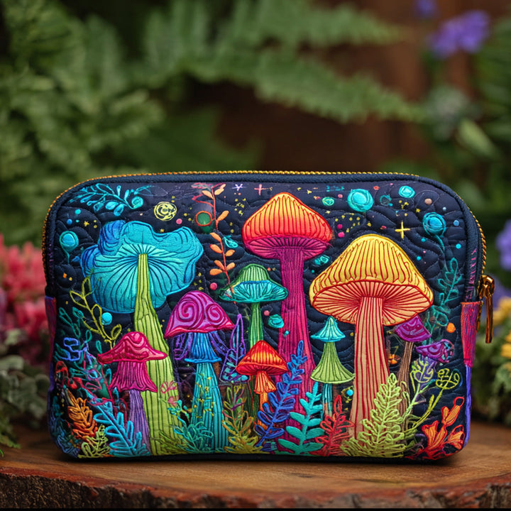 Millie – Gewatteerde toilettas met flowerpowerpaddenstoelen