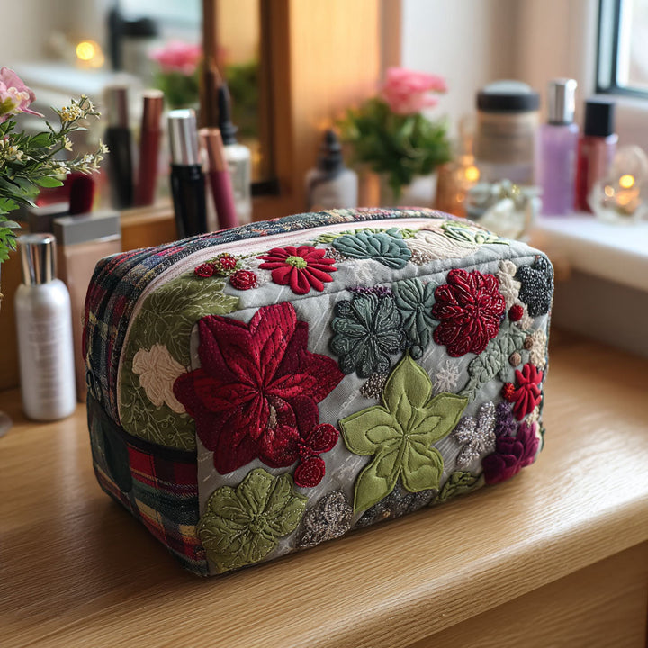 Peggy – Gewatteerde toilettas met geborduurde bloemen