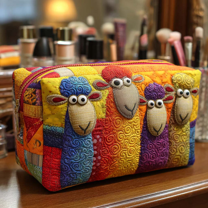 Peyton – Gewatteerde toilettas met kleurrijk patchwork