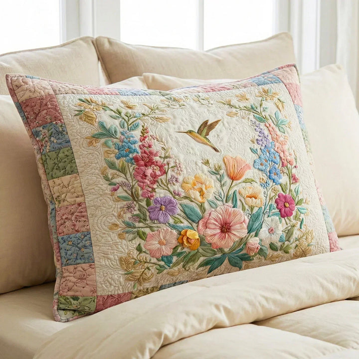 Quilted Decorative Pillowcase - Flower Fields