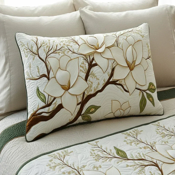 Quilted Decorative Pillowcase - Magnolia Bloom