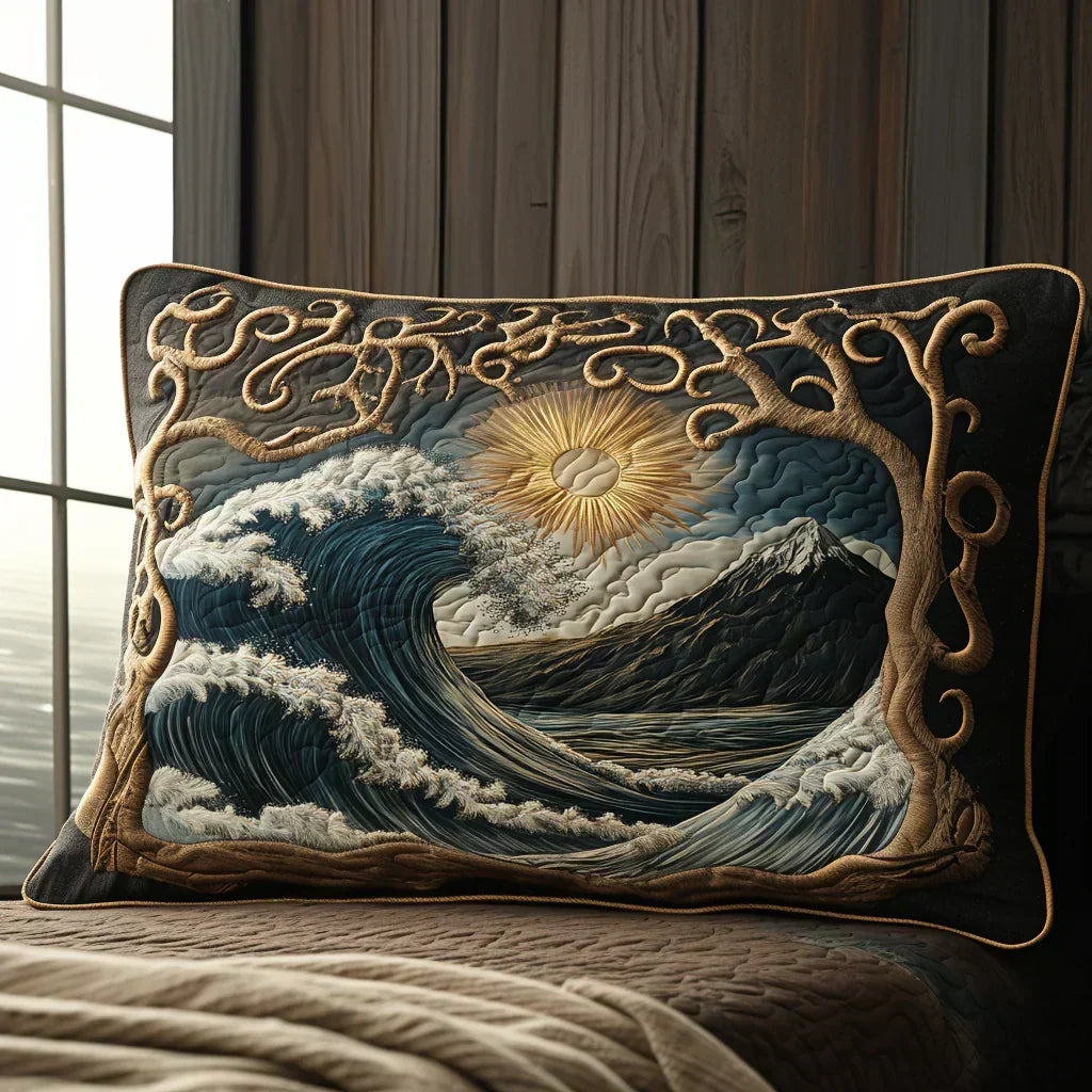 Quilted Decorative Pillowcase - Ocean Waves