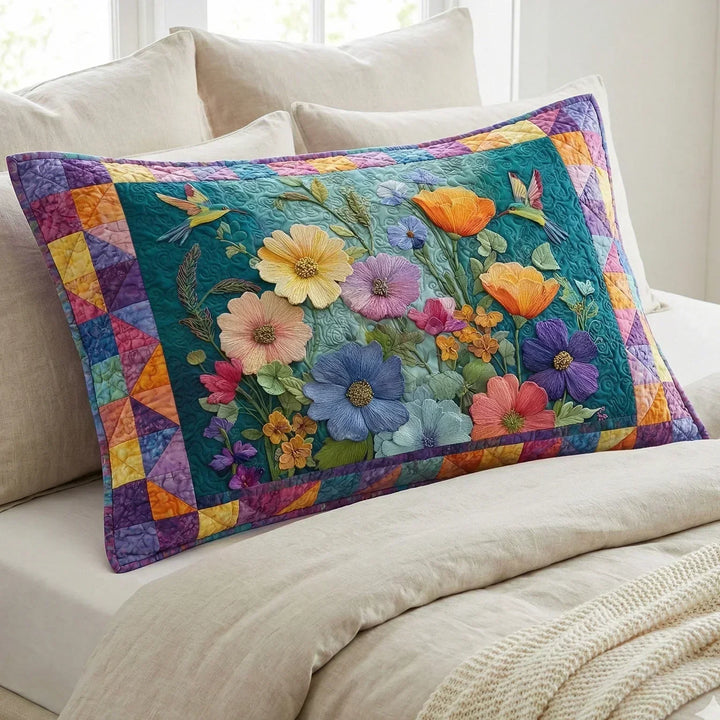 Quilted Decorative Pillowcase - Soft Petal Dreams