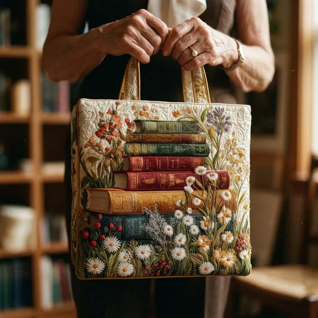 Gewatteerde tas – Boeken en madeliefjes