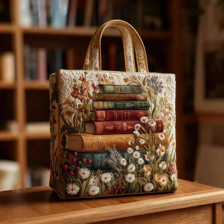 Gewatteerde tas – Boeken en madeliefjes