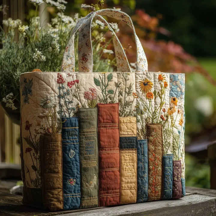 Gewatteerde tas – Boeken en wilde bloemen
