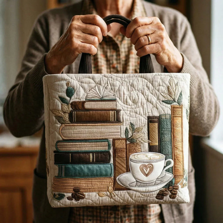 Gewatteerde tas – Koffie en boeken