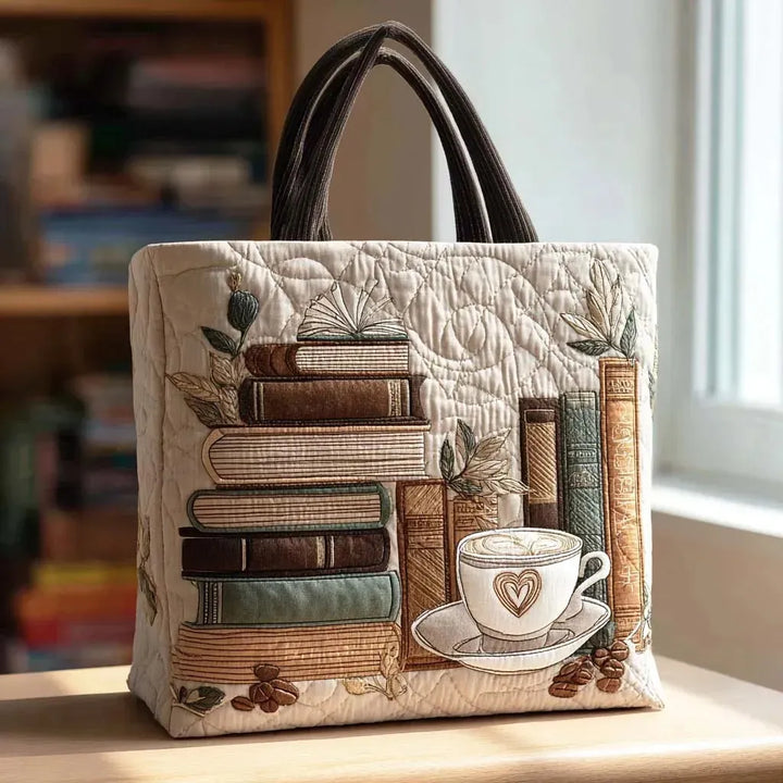 Gewatteerde tas – Koffie en boeken