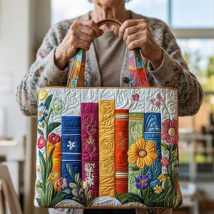 Gewatteerde tas – Bibliotheek vol bloemen