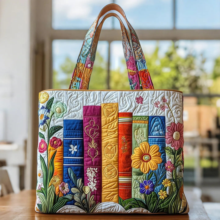 Gewatteerde tas – Bibliotheek vol bloemen