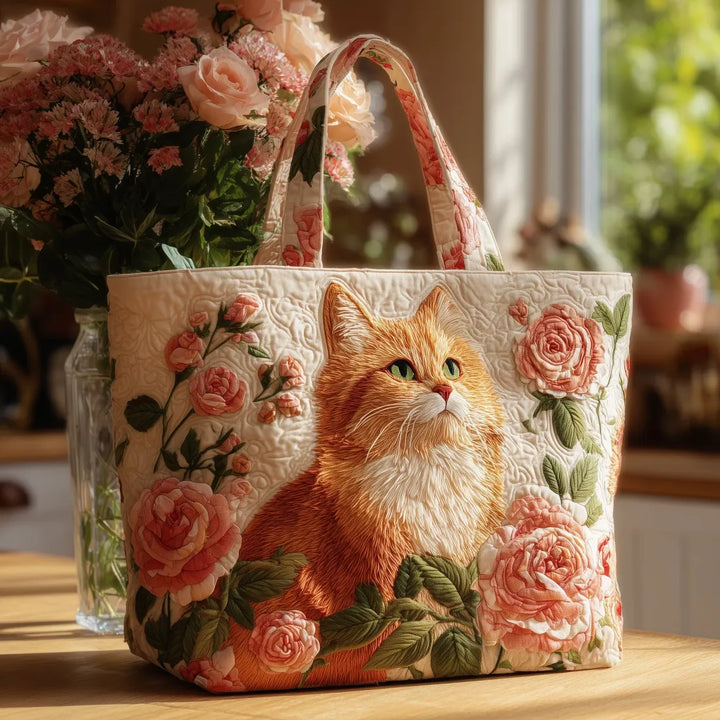Gewatteerde tas – Rode kat met rozen