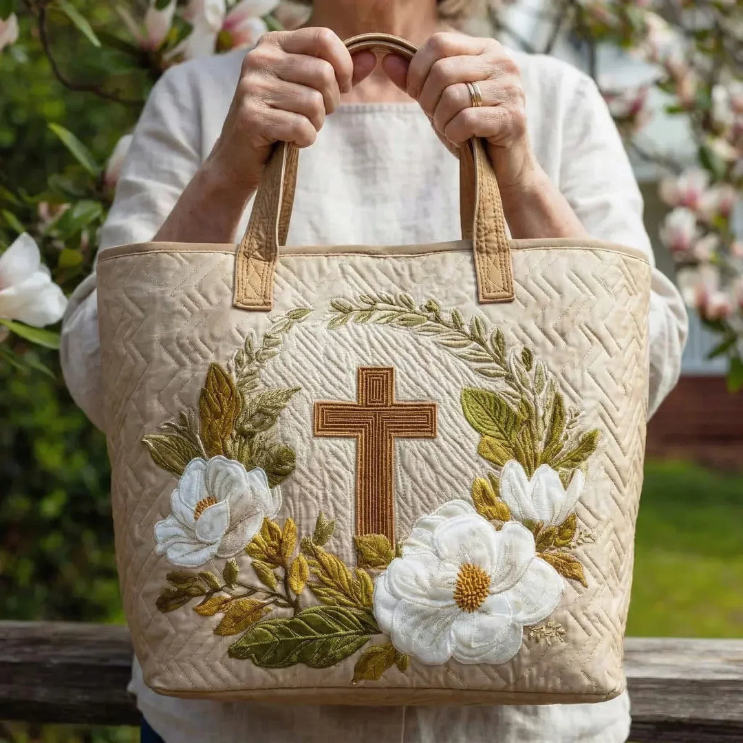 Gewatteerde tas – Kruis met bloemen