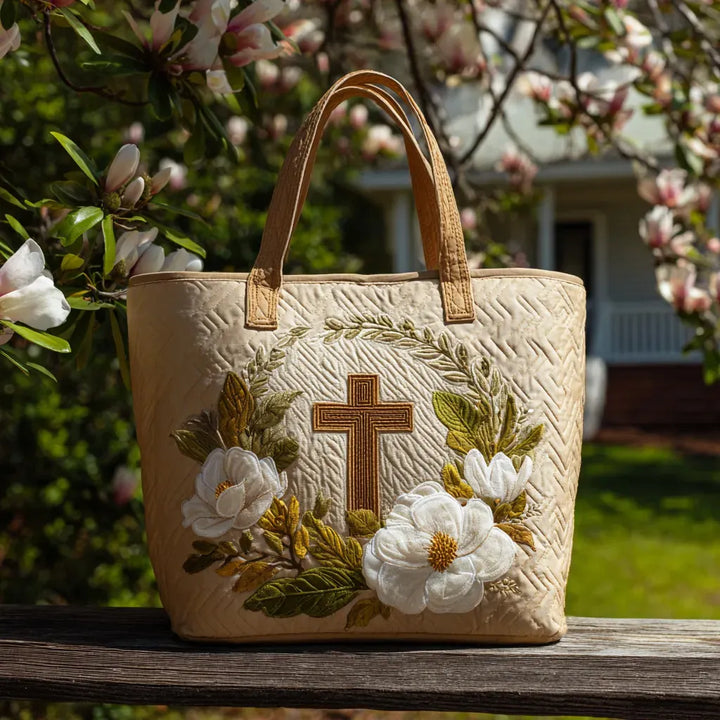 Gewatteerde tas – Kruis met bloemen