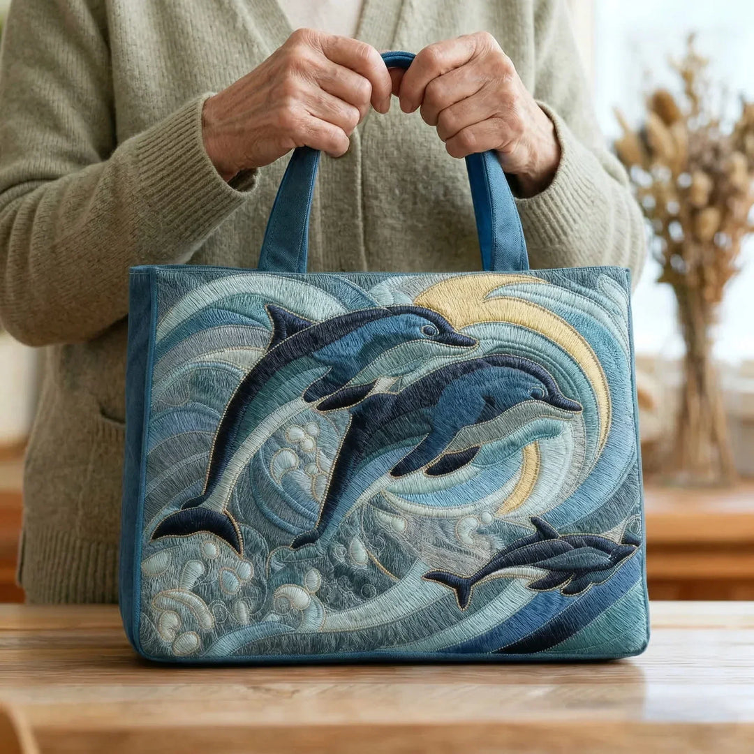 Gewatteerde tas – Dolfijnen in de oceaan