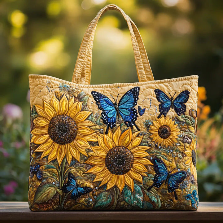 Gewatteerde tas – Zonnebloemen en blauwe vlinders