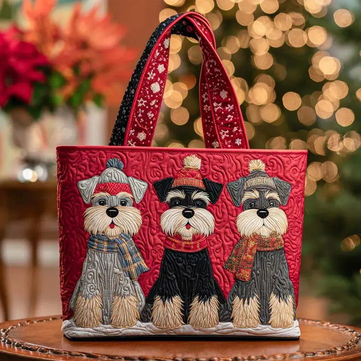 Gewatteerde tas – Drie schnauzers in de sneeuw