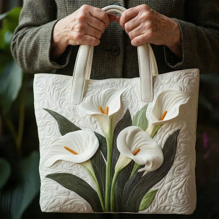 Gewatteerde tas – Witte calla bloemen