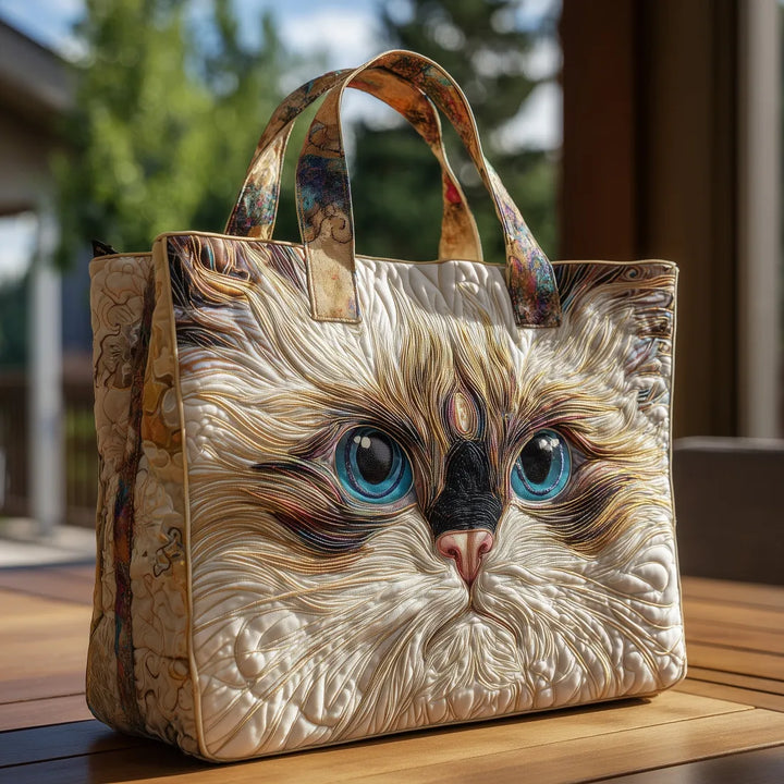 Gewatteerde tas – Witte kat met blauwe ogen