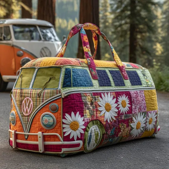 Gewatteerde reistas – Camper met madeliefjes