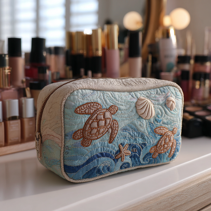 Renee – Gewatteerde toilettas met zeeschildpad