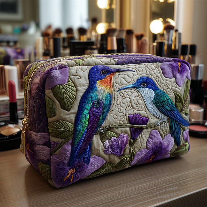 Rosalie – Gewatteerde toilettas met sierlijke kolibries