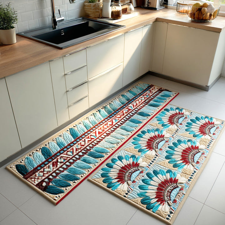 Sophia – Keukenmatten (2-delige set) – Krans van veren